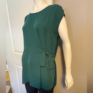 Teal faux wrap tunic with sash